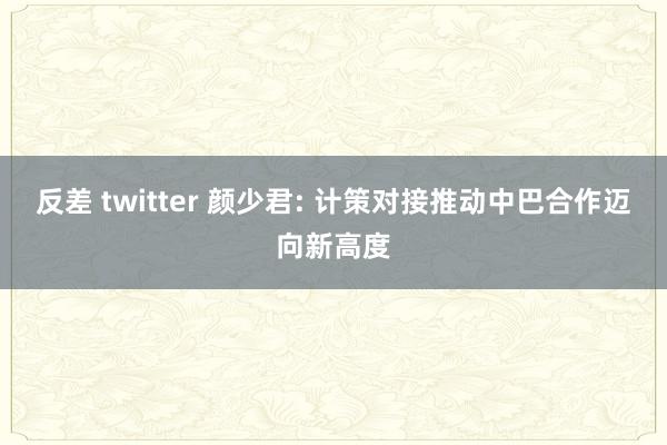 反差 twitter 颜少君: 计策对接推动中巴合作迈向新高度