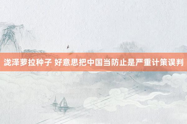 泷泽萝拉种子 好意思把中国当防止是严重计策误判